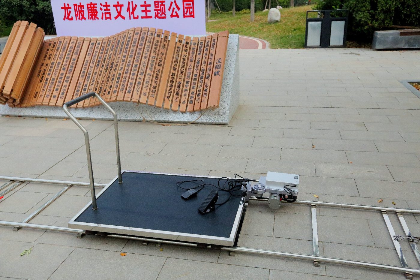 威尔卡电动轨道 小车侧视与脚踏手柄